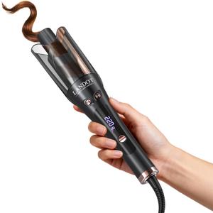 LANDOT Automatic Rotating Curling Iron 1-Inch - Versatile Styling for Salon Waves, Curls & Spirals | 8 Temp Settings & Anti-Scald Design for All Hair Types | Perfect for Daily Use & Beginners (Black)