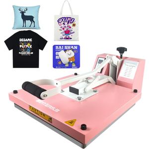 BetterSub Industrial 15"x15" Clamshell Heat Press Machine for T-Shirts, Sublimation, Vinyl & HTV - Digital Control, Non-Stick Teflon Plate, Safety Features for DIY/Home/Business (Pink)