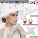 Tradder 3 Pcs Derby Outfits for Women Organza Fascinator Hat Beaded Derby Earrings Gloves Tea Party Outfit for Ladies (White, M)
