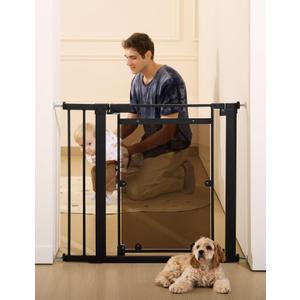 Babelio Clear Baby Gate, 29"-40" Door for doorways, Auto Close for Dog/Pet, Modern Acrylic, Elegance Meet Safety, Pressure Mounted for Child, Black (30" Tall, 29-40" Width)