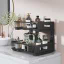 Under Sink Organizer, 2-Tier Dual Pull Out Cabinet Organizer Drawers With Smooth Circular Rail, Large Capacity Metal Mesh Sliding Shelves For Bathroom& Kitchen Storage,Height AdjustableBlack,2 Packs