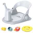 Baby Bath Seat for Babies 6 Months & Up - Foldable Bath Seats for Babies Sitting Up, Bathtub Seat for Baby 6-12 Months, Free 3 Baby Bath Toys, Open Design, 4 Safety Suction Cups, Grey