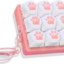 Sound Keyboard Fidget Toy,Fidget Keyboard for Stress Relief, Sound Keyboard Fidget Clicker for Office, School, Travel, Anxiety Keyboard Keychain Gift (Pink Cat's paw)