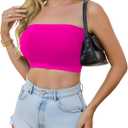 4 Pieces Tube Top Strapless Tops for Women Summer Bandeau Basic Crop Tops Sleeveless Shirt (S)