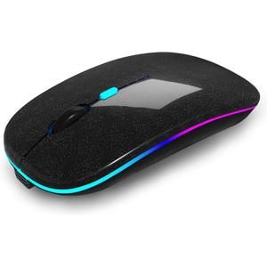 AIKOKOK Wireless Bluetooth Mouse, Rechargeable, Dual Mode Bluetooth 5.2 & 2.4G USB, LED Lights, Slim, Silent, Portable Computer Mouse for Laptop, PC, MacBook, iPad, Tablet (Pearl Black)