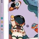 Phone Case for Samsung Galaxy S22 Plus Slim Shockproof Silica Astronaut Pattern Side Creative Design for Samsung S22 Plus Case-Astronaut Purple