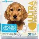 Paw Inspired Male Dog Wraps, Disposable Dog Diapers | Belly Bands for Small, Medium, Large Dogs (32 Count, Size Small)
