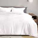 NEXHOME PRO 100% Organic Bamboo Duvet Cover Set Queen - Lightweight Summer Cooling Comforter Cover for Hot Sleepers 90"x90" 1pcs Breathable White Bedding with Corner Ties,Zipper Closure, No Insert
