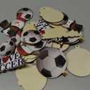 Karenhi 24 Pcs Christmas Soccer Ball Ornament Wooden Soccer Snowman Ornament Wood Ball Christmas Tree Ornaments Wood Cutouts Decorative Hanging Ornaments for Xmas Holiday Party Decoration