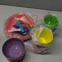 Youngever 54 Pcs Plastic Kids Dinnerware Set of 9 in Assorted Colors, Toddler Dining Set, Cups, Plates, Bowls, Flatware Set, Dishes