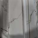 Vanity Desk with Mirror and LED Lights, Makeup Vanity Desk with Sliding Lighted Mirror, Power Outlet, Dressing Table with 4 Drawers, Storage Shelves & Stool for Bedroom, Marble-White