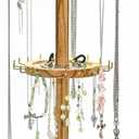Wooden Rotating Jewelry Display Stand Tower with 40 hooks for Shows, Jewelry Organizer for Necklace and Bracelet, Necklace and Bracelet Holder, KeyChain Earring Display Stands for Selling (vintage)