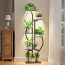 JUSTOGO 53'' Plant Stand Indoor with Grow Lights - 6 Tiered Metal Plant Shelf for Multiple Plants, Corner Rack and Home Decor, Flower Display Rack for Garden, Patio, Living Room