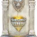 Alpine Corporation TZL160 Indoor/Outdoor Floor Lion Head Wall Fountain with LED Lights, Wall-Mounted Waterfall, 32", Ivory
