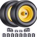 2025 Upgraded Version 13x5.00-6 Heavy-Duty Flat-Free Lawn Mower Tires - Solid Rubber, 550 lbs Capacity, Multi-Size Bearings (3/4"/1/2"/5/8") for Zero-Turn Mowers, Tractors, Garden Carts, 2-Pack