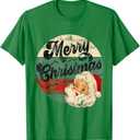 Vintage Santa Claus Merry Christmas Face Old Fashioned T-Shirt S