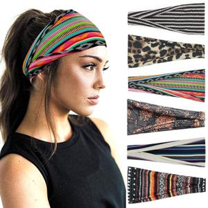 YONUF Boho Headbands For Women Fashion Wide Headband Yoga Workout Head Bands Hair Accessories Band 6 Pack (Flower4)