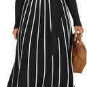 ZESICA Womens 2026 Spring Turtleneck Long Sleeve Sweater Dress Tie Waist Casual Loose Ribbed Knit A Line Midi Dresses Black, Small