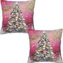 Christmas Throw Pillow Covers 18x18 Set of 2 Square Pillow Case for Home Decor Couch RoomChristmas Tree
