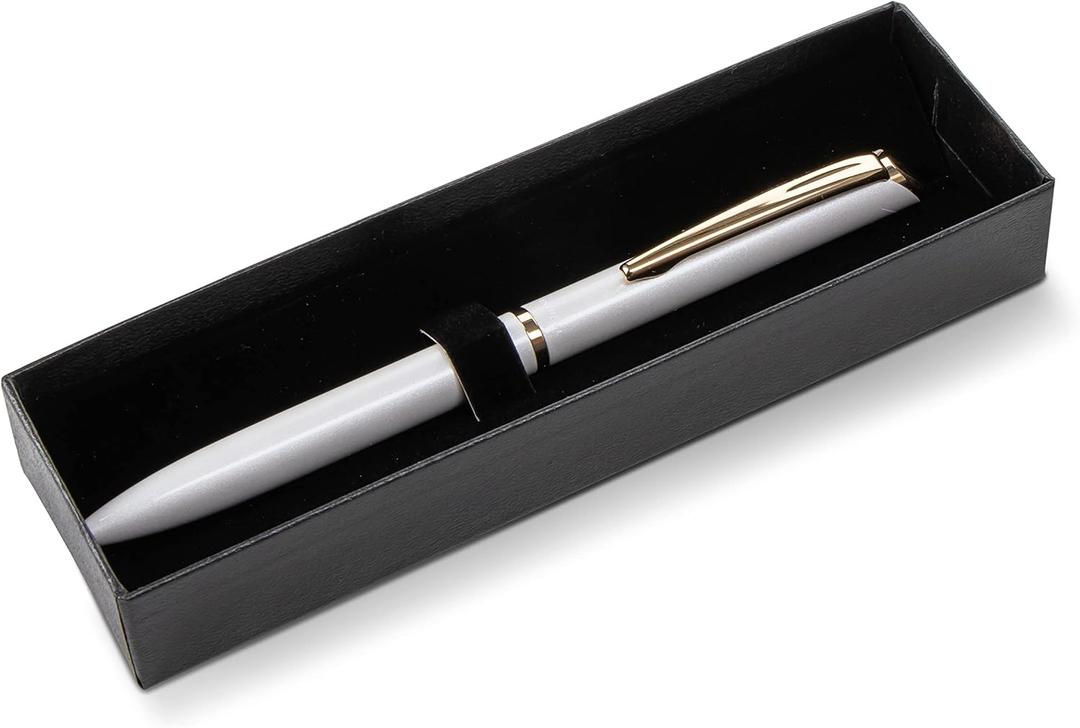Pentel EnerGel Style Gel Pen with Gift Box, Pastel White Barrel, Black Ink, (0.7mm) Medium Line