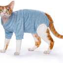 Cat Recovery Suit for Foreleg, Cat Surgical Spay Suit Sleeves to Stop Licking, Long Leg Sleeve Wound Cover Abdomen Kitten Onesie L