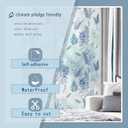 3 x Window Film, Frosted Textured Masking Protective Film, Blue Leaf Pattern, Heat and UV Protection Vinyl Self-Adhesive Window Protection Film 17.3x78.7