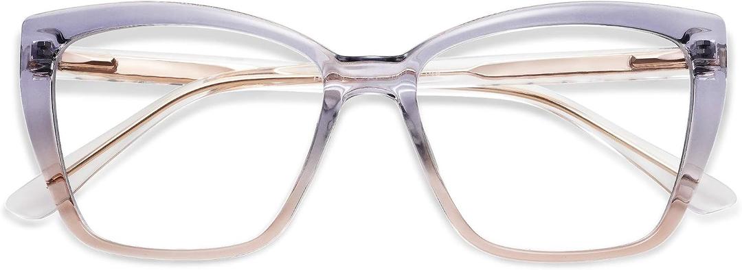 AMOMOMA Trendy TR90 Oversized Blue Light Reading Glasses Women,Stylish Square Cat Eye Glasses AM6031 1.75