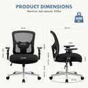 DUMOS Big and Tall Office Desk Chair with Lumbar Support, 500lbs Heavy Duty Mesh Ergonomic Computer Chair with 4D Armrest and Wide Comfy Seat, Swivel Wheels for Adult, Black, 1 pack