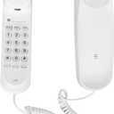 Corded Phone, Mini Corded Home Phone, No AC Power or Battery Required, Retro Novelty Telephone with Lighted Keys, Last Number Redial, Wall Mountable Landline for Home, Office, White