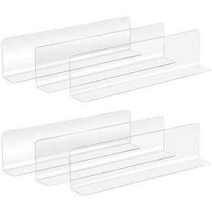 VOSAREA Plastic Shelf Dividers 6pcs Clear Acrylic L Shaped Separator Transparent Organizer Divider for Commodity Classification Cabinets Shelf Store 26cm