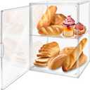 Bread Box for Kitchen Countertop, Clear Bread Box 3 Layers, Bread Storage, Bread Container, Food Safe Clear Bread Storage for Bread, Bagel, Muffins (1 Pack)