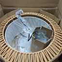 Farmhouse Chandelier Light Fixture, 5-Light Rattan Boho Chandeliers for Dining Room, Hand Woven Pendant Light with Linen Shade, Rustic Hanging Lighting for Kitchen Island, Bedroom (Bulb Not Included)