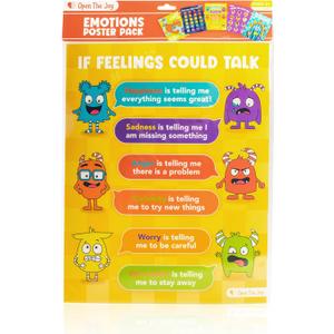 Open The Joy Emotions Poster Pack  Feelings Chart & Emotion Recognition Visuals for Kids | Social Emotional Learning (SEL) Posters for Preschool, Home & Classroom | Ages 2+