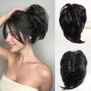 XIXISNOW Large Messy Bun Hair Piece Wavy Fake Hair Scrunchie Synthetic Fluffy Chignon Buns Ponytail Extensions Instant Thick Updos Hairpieces For Women Girls Wedding Party Daily Use Dark Brown