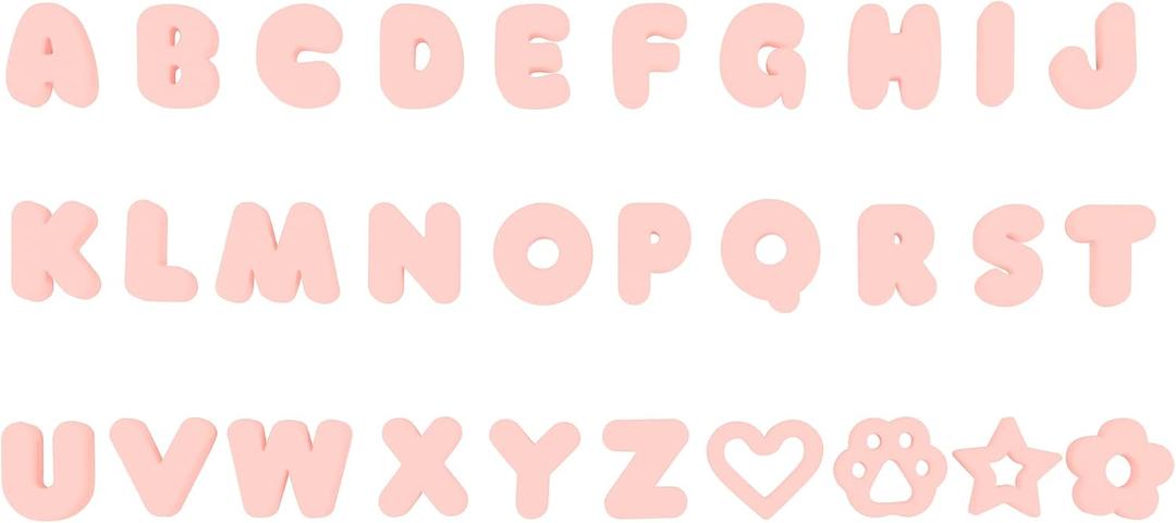 Wisedog Dog Charms for Collar, Pink, 25MM | 30 Pcs, Silicone Letter Charms, Waterproof Alphabet Pet ID, For Dog Cat Collars, DIY Personalized Name Pendant