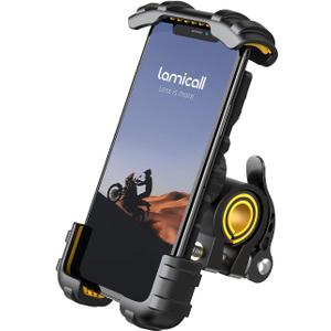 Lamicall Bike Phone Holder, Motorcycle Phone Mount - Adjustable Motorbike Phone Holder for iPhone 15 14 13 12 Pro Max Mini, 11 Pro Max Xs 8 X 8P 7 6S, Samsung S10 S9, Huawei, 4.7-6.8 Devices (Yellow)