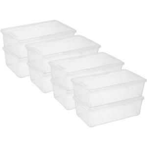 novelinks 6 Quart Clear Plastic Storage Bins with Transparent Lids Stackable Box Craft Storage Organizing Container Sensory Bin,8 Pack