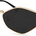 Rmerom Retro Irregular Metal Sunglasses for Women Men, 2026 Trendy Vintage 90s Chic Small Narrow Gold Frame Sun Glasses