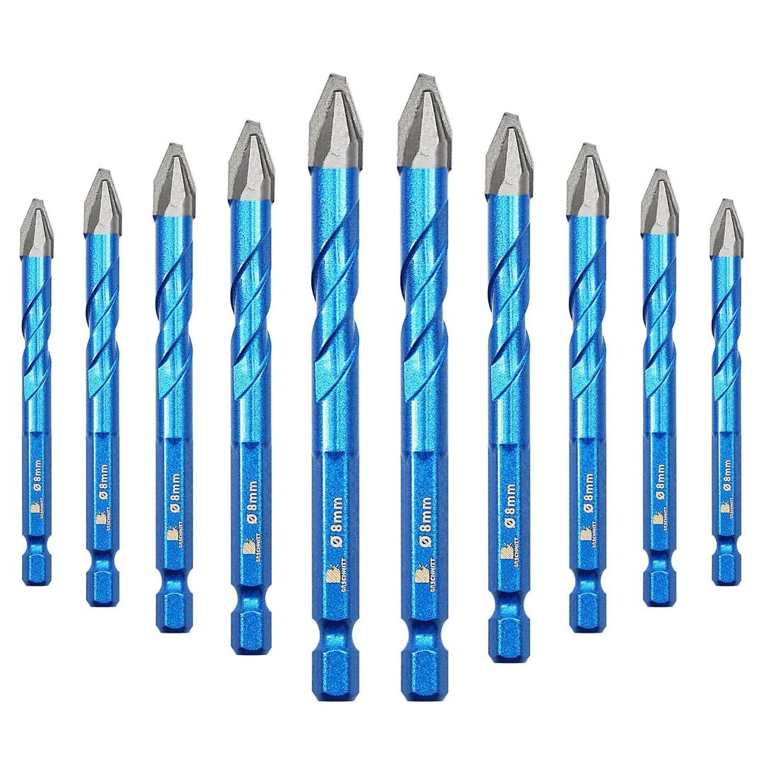 Head Eccentric Drill Bit 5/16" 8mm - 10pcs Carbide Tipped Drill Bit Masonry Drill Bit Sets for Porcelain Ceramic Tiles Glass Hard Plastic Cement/Granite etc