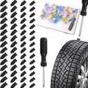 Junecarp New 60PCS Car Tire Repair Rubber Nail Kit,Self-Service Tire Repair Screws Kit with 4 Sizes of Screw in Tires Plugs & Screwdriver,Portable Car Tires Plugs Screw Type