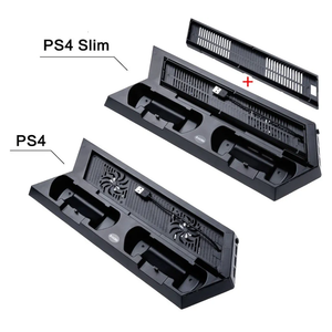 Insten PS4 and PS4 Slim Vertical Stand Cooling Fan Dual Charging Station for PS4 and PS4 Slim Controllers, Multidimensional Equipment for Dualshock4 +Dual Charging Ports