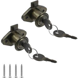 Cabinet Locks with Keys Antique Bronze Desk Drawer Lock for File RV Storage Locks Replacement, 2 Packs