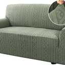 H.VERSAILTEX Couch Covers for 2 Cushion Sofa 1 Piece Stretch Loveseat Slipcover Pet Dog Universal Slip Cover Love Seat Covers Upgrade Thick Jacquard Fabric with Spiral Pattern(58"-70", Sea Grass)