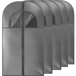 Kimmama Dress Bags for Gowns, Garment Bags for Hanging Clothes, Garment Protector Cover for Wedding Dress, Suit, Dance Costumes, Coat, PEVA, Grey, 23.6" x 43.3"