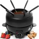Electric Fondue Pot Set - 2-Liters Black Electric Pot with 6 Stainless Steel Fork - Temperature Control Ideal for Cheese, Caramel, Chocolate - Non-stick and Dishwasher Safe Fondue Pot Set by Stilaris
