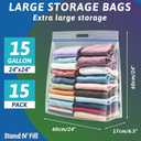 Extra Large 15 Gallon Storage Bags - 24 x 24 with Resealable Zip and Carry Handle, Ideal for Clothes, Pillows, Moving and Travel, Set of 15