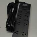 Addtam 15FT Long Power Strip, Surge Protector with 10 Outlets and 4 USB Ports, Extension Cord with Flat Plug, 2700 Joules, ETL Listed, Black