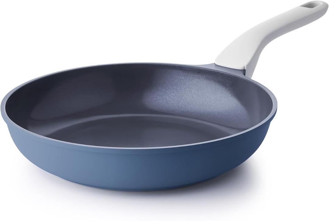 Nonstick Ceramic Frying Pan, Non Toxic Skillet, Healthy Egg & Omelet & Chef's Pan, PTFE PFOA & PFAS Free, Induction Compatible (8-Inch, Blue Gray)