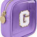 Initial Clear Makeup Bag Small Cosmetic Bag Travel Toiletry Bag Clear Zipper Pouch Purse Organizer Bags for Women (Purple, G)