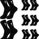 8 Pairs Christian Socks for Men Women,Faith Cross Socks as Gifts for Catholic Men and Pastor (Black)